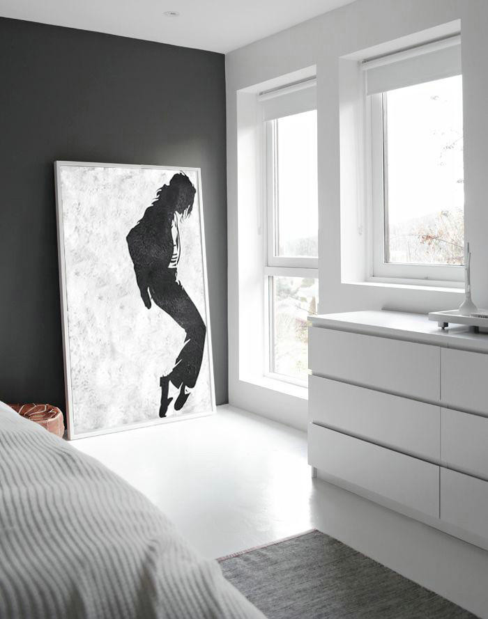 Extra Large Acrylic Painting On Canvas,Black And White Minimal Painting On Canvas - Modern Art